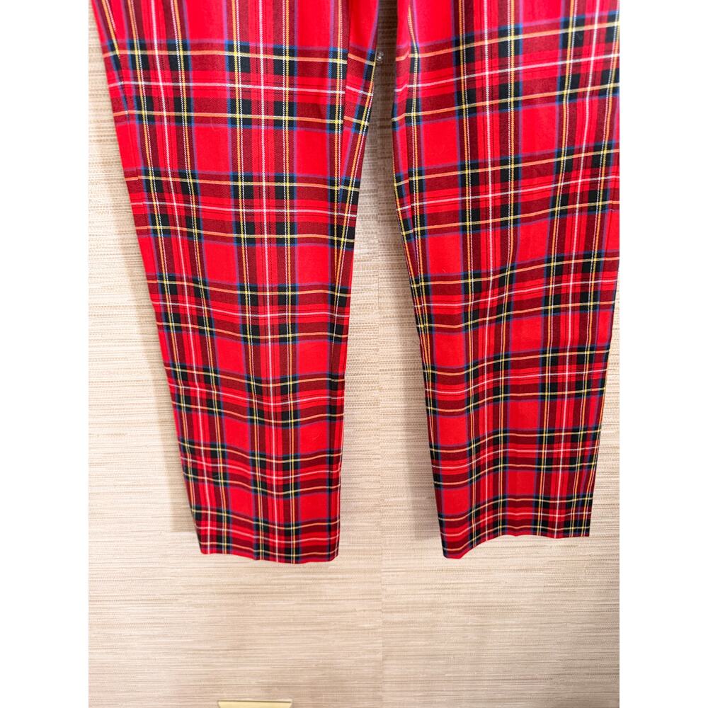 J. Crew Factory women's red plaid Cropped straight-leg pant size 0 NWT - Picture 4 of 7